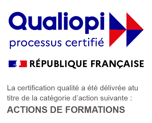 QUALIOPI Processus certifié — 
La certification qualité a été délivrée au titre de la catégorie d’action suivante : ACTIONS DE FORMATIONS